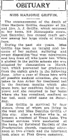 Obituary of Marjorie Griffin, 1919