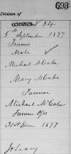 Francis McCabe Birth Record, Ops Ontario 1877