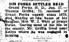 Death Notice of Thomas Griffin in Bismarck ND Paper, 1924