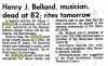 Henry Belland Obituary In Seattle Paper
