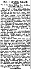 Obituary of Mary McCabe Nov 19,1897